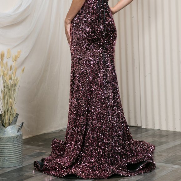 NEW GREEN EMERALD  PARTY PROM SEQUINED SHEATH LONG MAXI Evening Dress AC392 - Picture 7 of 8